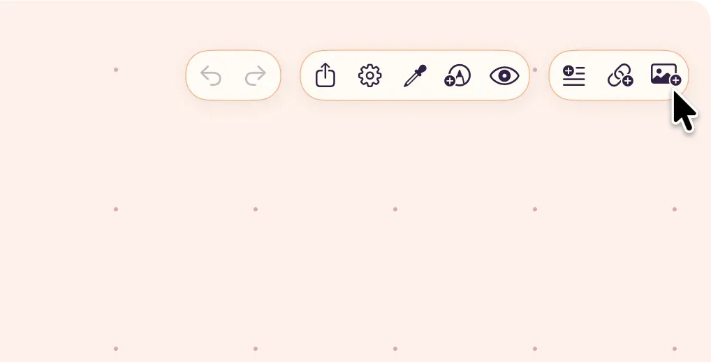 Board header showing the Add Text, Add Link, and Add Media controls for adding new items.
