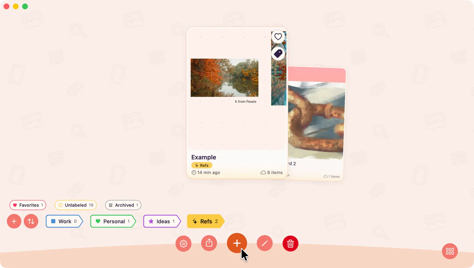 Gallery with the plus button available for creating a new board.